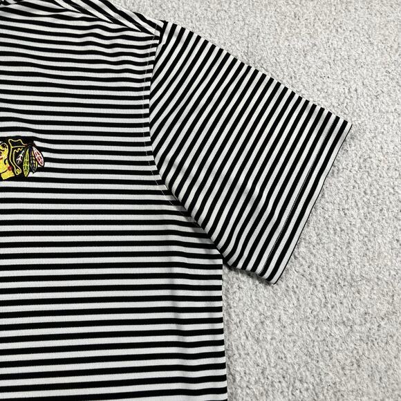 Johnnie O Polo Shirt Mens L Stripe Chicago Blackhawks Performance Stretch Golf - Picture 8 of 11